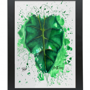 ArtDees Alocasia - Framed A4 Fine Art Print - Portrait/Black