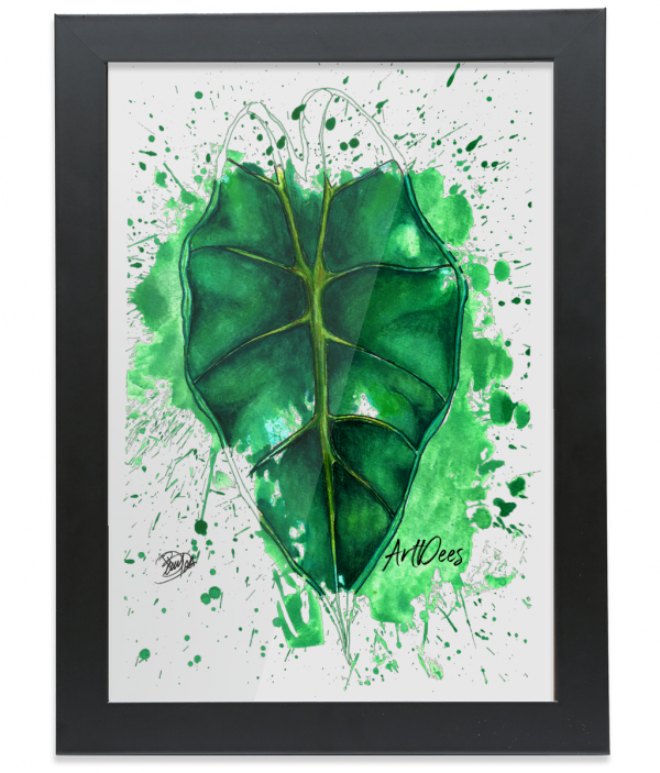 ArtDees Alocasia - Framed A4 Fine Art Print - Portrait/Black